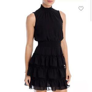 NWOT TAGS SMOCKED HIGH NECK DRESS WITH TIERED RUFFLES